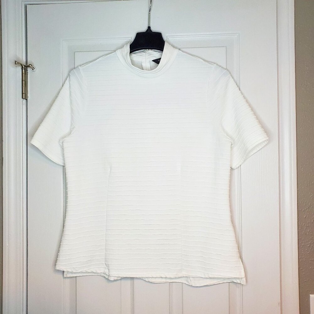 Simply Vera Vera Wang Mock Neck Top Textured Short Sleeve White Top Size XL